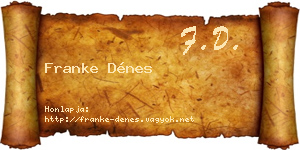 Franke Dénes névjegykártya
